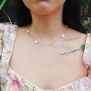 Ocean charm 18k gold chain pink pearl moonstone opal beach hawaii necklace gift